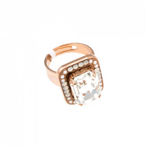 Inel placat cu Aur roz de 24K, cu cristale Swarovski, Forever | 7107-5087RG-Transparent-7641