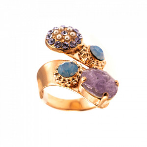 Inel placat cu Aur roz de 24K, cu cristale originale, La Dolce Vita | 7416-1010RG