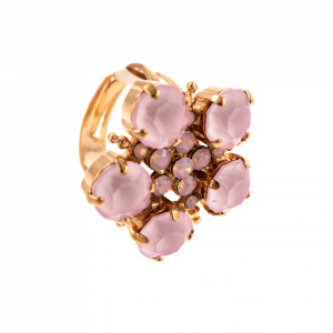 Inel placat cu Aur roz de 24K, cu cristale Swarovski, Powder Rose | 7404-121395RG-Roz-7571