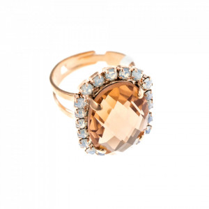 Inel placat cu Aur roz de 24K, cu cristale Swarovski, Tiara Day | 7090/1-2333RG-Multicolor-8091