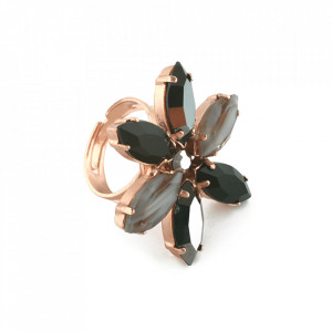 Inel placat cu Aur roz de 24K, cu cristale Swarovski, Black Diamond | 7016-747RG