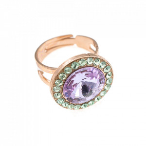 Inel placat cu Aur roz de 24K, cu cristale Swarovski, California Dreaming | 7418/1-1327RG-Multicolor-7611