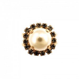Inel placat cu Aur roz de 24K, cu cristale Swarovski, Earl Grey | 7137/1-215M48RG-Alb/Gri-9051