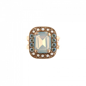 Inel placat cu Aur roz de 24K, cu cristale Swarovski, Forever | 7040/1-5087RG-Alb-7841