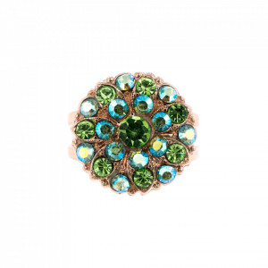 Inel placat cu Aur roz de 24K, cu cristale Swarovski, Guardian Angel | 7217-214RG-Verde-8451