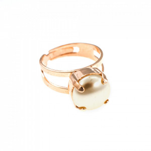 Inel placat cu Aur roz de 24K, cu cristale Swarovski, June Lucky Birthstone | 7048-M48RG-Alb-7481