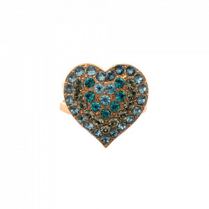 Inel placat cu Aur roz de 24K, cu cristale Swarovski, Nightfall | 7007/1-1114RG-Albastru-7421