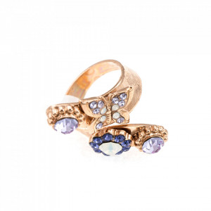 Inel placat cu Aur roz de 24K, cu cristale Swarovski, Purple Rain | 7063-1062RG-Mov-611