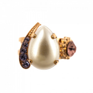 Inel placat cu Aur roz de 24K, cu cristale Swarovski, Romance | 72009-139-10RG-Multicolor-8401