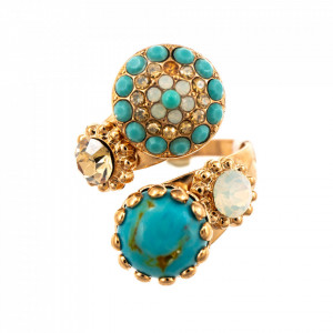 Inel placat cu Aur roz de 24K, cu cristale Swarovski, Sapphire Sky | 7141/2-M807RG