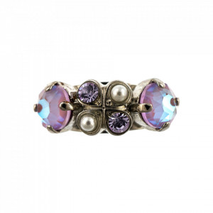 Inel placat cu rodiu, cu cristale Swarovski, Romance | 7535-139-10RO-Multicolor-8071