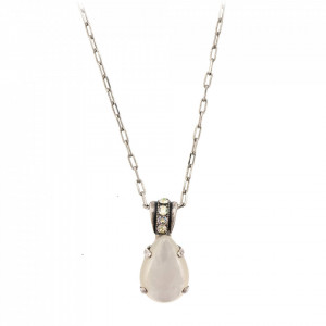 Pandantiv cu lant placat cu Argint 925, cu cristale Swarovski, Forever | 5312-1006SP-Alb-6871
