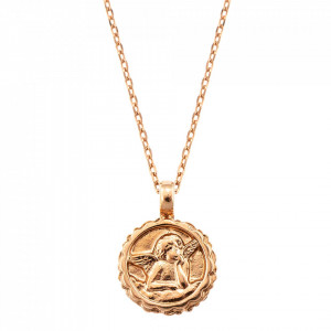 Pandantiv cu lant placat cu Aur roz de 24K, cu cristale Swarovski, Guardian Angel | 5212-227RG-Rosu-7221