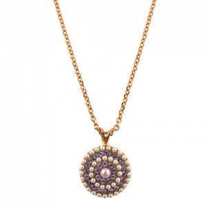 Pandantiv cu lant placat cu Aur roz de 24K, cu cristale Swarovski, Romance | 5193/1-139-10RG-Multicolor-6761