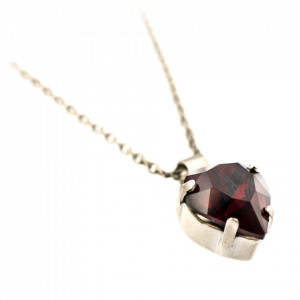 Pandantiv cu lant placat cu rodiu, cu cristale Swarovski, Lady In Red | 5100/3-208RO-Rosu-7051