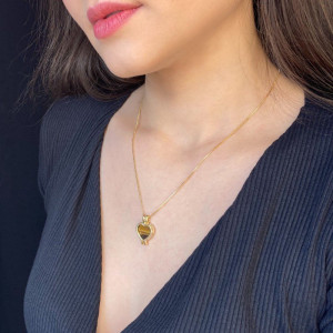 Pandantiv Magic Pendant - Magic Love, placat cu aur, Secret Stone Collection, cu pietre semipretioase interschimbabile-Auriu-8591