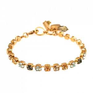 Bratara placata cu Aur roz de 24K, cu cristale Swarovski, Earl Grey | 4008-1132RG-Gri/Bej-9112