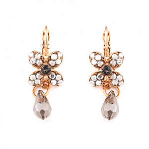 Cercei placati cu Aur roz de 24K, cu cristale originale, Black Diamond | 1241-747RG