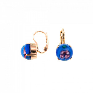 Cercei placati cu Aur roz de 24K, cu cristale Swarovski, Nightfall | 1445-01249RG6-Albastru-6392