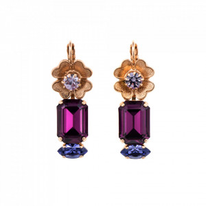 Cercei placati cu Aur roz de 24K, cu cristale originale, Purple Rain | 1099/1-1062RG6