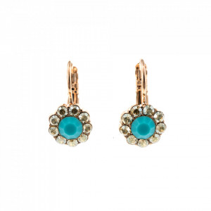 Cercei placati cu Aur roz de 24K, cu cristale originale, Sapphire Sky | 1379-807RG6