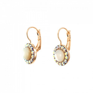 Cercei placati cu Aur roz de 24K, cu cristale Swarovski, Seashell | 1129-M1201RG6-Alb-2192