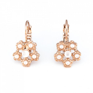 Cercei placati cu Aur roz de 24K, cu cristale originale, Seashell | 1502/1-M1201RG6