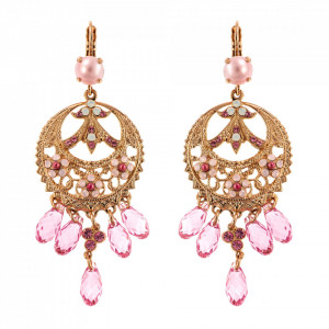 Cercei placati cu Aur roz de 24K, cu cristale Swarovski, Antigua | 1043/1-223-1RG6