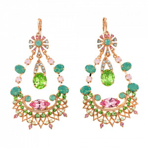 Cercei placati cu Aur roz de 24K, cu cristale Swarovski, California Dreaming | 1422-1028RG6-Multicolor-5662
