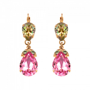 Cercei placati cu Aur roz de 24K, cu cristale Swarovski, California Dreaming | 1032/4-1063RG6-Vernil/Roz-9192