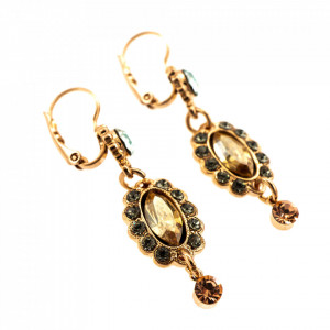 Cercei placati cu Aur roz de 24K, cu cristale Swarovski, Earl Grey | 1092/1-1132RG6-Gri/Bej-9122