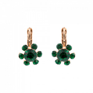 Cercei placati cu Aur roz de 24K, cu cristale Swarovski, Emerald | 1090/3-205205RG6-Verde-1832