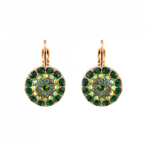 Cercei placati cu Aur roz de 24K, cu cristale Swarovski, Fern | 1141-2143RG6-Verde-2052