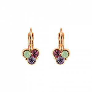 Cercei placati cu Aur roz de 24K, cu cristale Swarovski, Lavender | 1128/3-1910RG6-Multicolor-1972