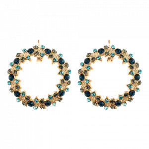Cercei placati cu Aur roz de 24K, cu cristale Swarovski, Nightfall | 1040/7-1114RG6-Albastru-1512