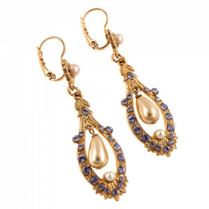 Cercei placati cu Aur roz de 24K, cu cristale Swarovski, Romance | 1120-139-10RG6-Multicolor-2182