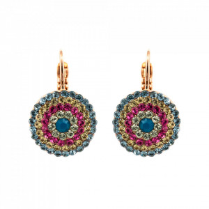 Cercei placati cu Aur roz de 24K, cu cristale Swarovski, Spring Flowers | 1193-2141RG6-Multicolor-5482