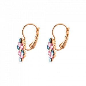 Cercei placati cu Aur roz de 24K, cu cristale Swarovski, Spring Flowers | 1164/1-2141RG6-Multicolor-5722