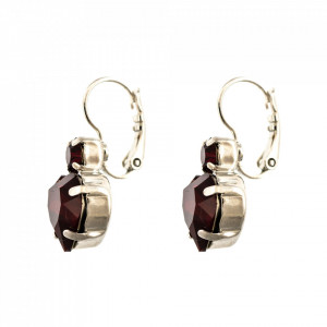 Cercei placati cu rodiu, cu cristale Swarovski, Lady In Red | 1100/3-208208RO6-Rosu-2162