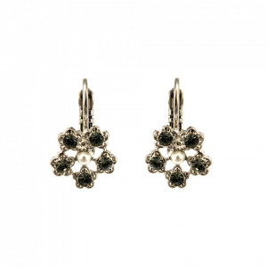 Cercei placati cu rodiu, cu cristale Swarovski, Earl Grey | 1502/1-1132RO6-Alb/Gri, Bej-8972