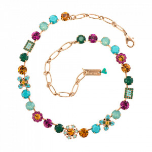 Colier placat cu Aur de 24K, cu cristale Swarovski, Happy Days | 3068/3-1007-Multicolor-6712