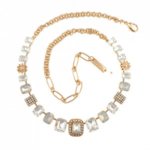 Colier placat cu Aur roz de 24K, cu cristale Swarovski, Forever | 3040/7-5087RG-Alb-6682