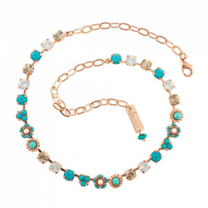 Colier placat cu Aur roz de 24K, cu cristale Swarovski, Sapphire Sky | 3028/1-807RG-Multicolor-6652