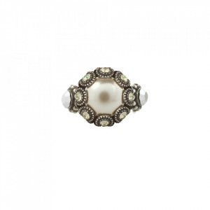 Inel placat cu Argint 925, cu cristale Swarovski, Crystal Pearl's | 7042-1006SP-Alb-7842