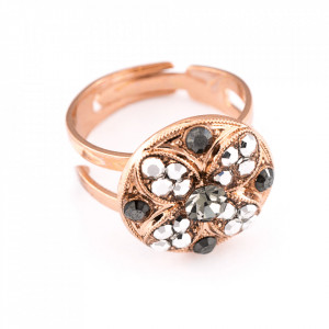 Inel placat cu Aur roz de 24K, cu cristale originale, Black Diamond | 7506-747RG