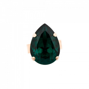 Inel placat cu Aur roz de 24K, cu cristale Swarovski, Emerald | 7098/5-205RG-Verde-8182