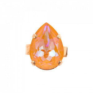 Inel placat cu Aur roz de 24K, cu cristale Swarovski, Gardenia | 7098/5-140RG-Portocaliu-8172