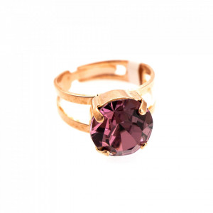 Inel placat cu Aur roz de 24K, cu cristale Swarovski, Lavender | 7048-212RG-Multicolor-7472