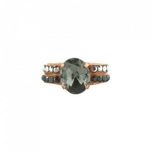 Inel placat cu Aur roz de 24K, cu cristale Swarovski, Black Diamond | 7123-747RG-Multicolor-8272