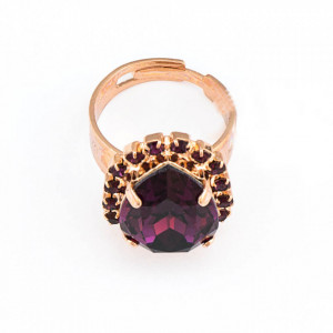 Inel placat cu Aur roz de 24K, cu cristale Swarovski, Bohemian Rhapsody | 7098-204RG-Mov-7582